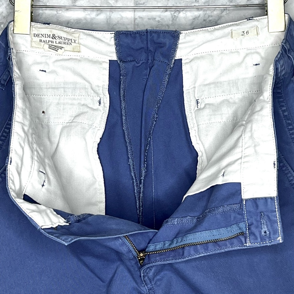 Ralph Lauren Denim & Supply Men’s 90s Blue Flat FrontChino Shorts Size 36 - Picture 6 of 9
